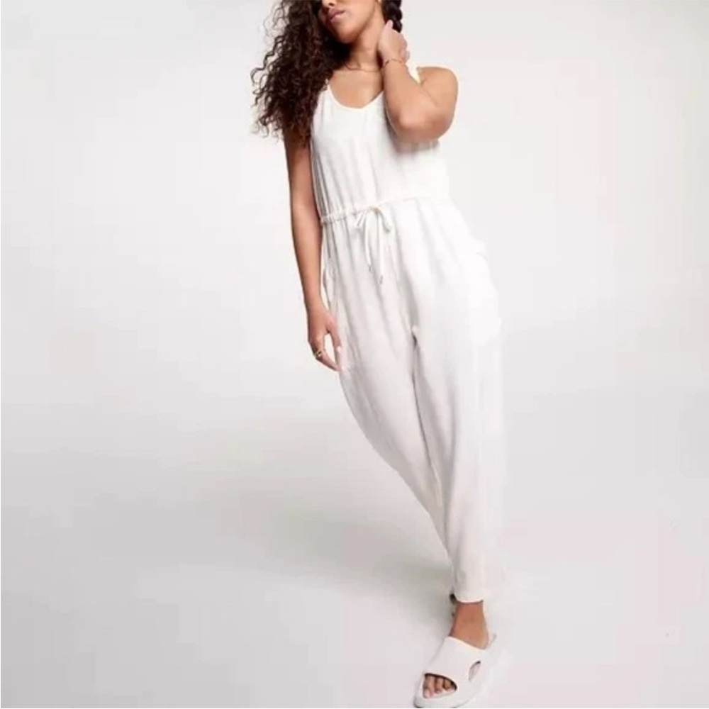 Calia Relaxed Jumpsuit White Tank Loose Fitting Athleisure Size XL NWT
